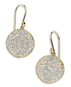 Ippolita 18K Yellow Gold Stardust Diamond Pave Medium Disc Drop Earrings