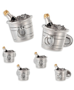 Jan Leslie Champagne Bucket Sterling Silver Stud & Cufflink Set