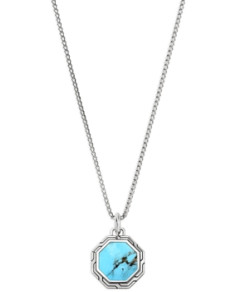 John Hardy Men's Sterling Silver Turquoise Pendant Necklace, 22