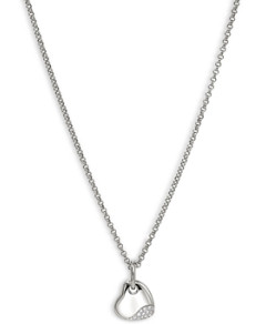 John Hardy Silver Pebble Diamond Heart Pendant Necklace, 16-18