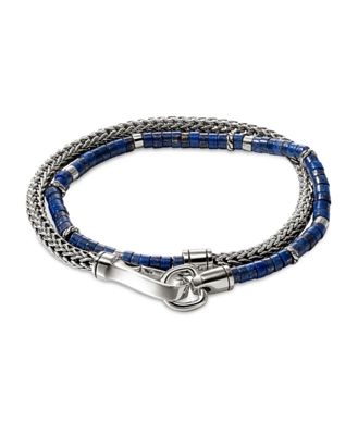 John Hardy Sterling Silver Heishi Lapis Lazuli Beaded Double Wrap Bracelet