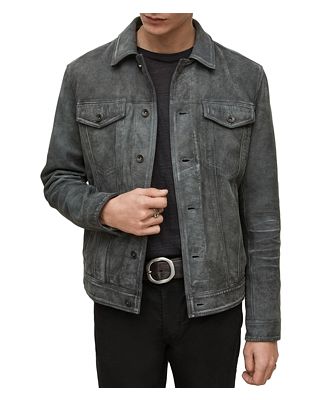 John Varvatos Andrew Slim Fit Leather Trucker Jacket