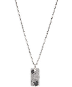 John Varvatos Men's Sterling Silver Crack Black Diamond Dog Tag Pendant Necklace, 24