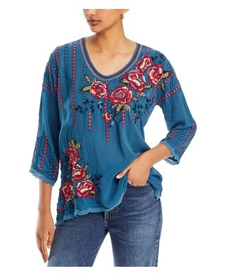 Johnny Was Giovanna Embroidered Top
