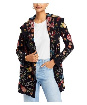 Johnny Was Rana Hooded Embroidered Cardigan