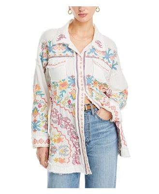Johnny Was Toyah Embroidered Gauze Tunic Shirt
