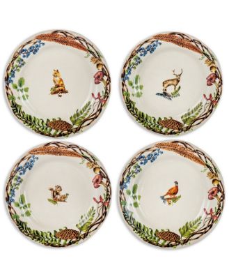 Juliska Forest Walk Cafe Au Lait Dessert/Salad Plate, Assorted Set 4