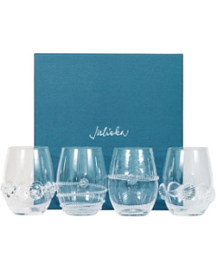 Juliska Heritage Stemless Wine Glasses, Assorted Set of 4
