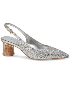 kate spade new york Women's Soiree Pointed Toe Gold & Silver Glitter Slingback Pumps