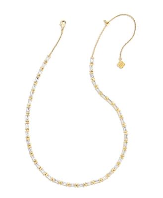 Kendra Scott Juliette Baguette Cubic Zirconia Adjustable Strand Necklace in 14K Gold Plated, 19