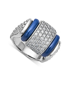 Lagos Blue Caviar Diamond & Ceramic Sterling Silver Statement Ring