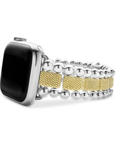 Lagos Caviar 18K Gold & Sterling Silver Beaded Apple Watch Bracelet, 38mm-45mm