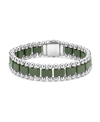 Lagos Men's Stainless Steel Anthem Hunter Green Ceramic Link Bracelet - 100% Exclusive