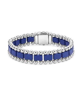 Lagos Men's Stainless Steel Anthem Ultramarine Ceramic Caviar Bead Bracelet - 100% Exclusive