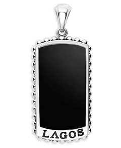 Lagos Men's Sterling Silver Anthem Black Agate Dog Tag Pendant - 100% Exclusive