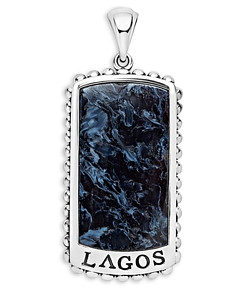 Lagos Men's Sterling Silver Anthem Pietersite Dog Tag Pendant - 100% Exclusive