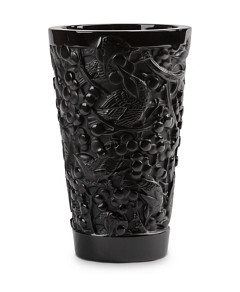 Lalique Merles & Raisins Small Black Vase