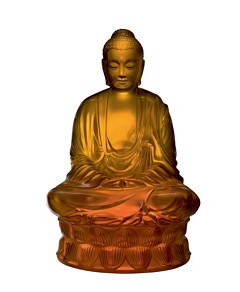 Lalique Small Buddha Figure, Amber