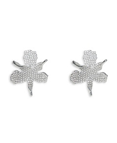 Lele Sadoughi Crystal Paper Lily Drop Earrings in Silver Tone