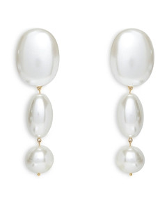 Lele Sadoughi Imitation Pearl Bubble Linear Drop Earrings in 14K Gold Plated