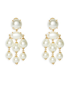 Lele Sadoughi Jackie Imitation Pearl Chandelier Earrings in Gold Tone