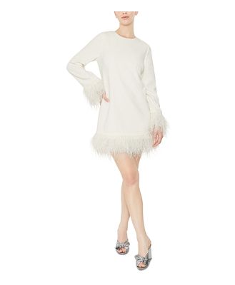 Likely Marullo Long Sleeve Feather Trim Mini Dress