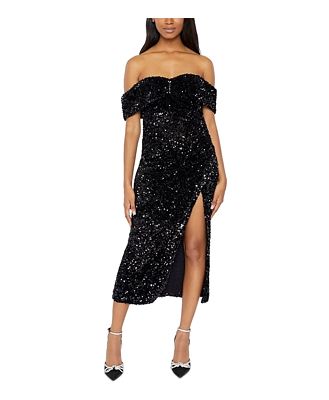 Likely Ronan Off-the-Shoulder Sequined Midi Dress