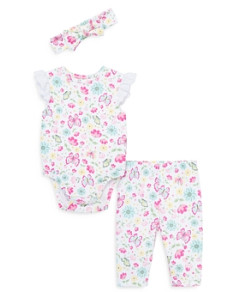 Little Me Girls' Garden Headband, Bodysuit & Pants Set - Baby