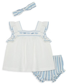 Little Me Girls' Sprigs Cotton 2 Pc Sunsuit Set with Headband - Baby