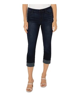 Liverpool Los Angeles Skinny Roll Cuff Cropped Jeans in Destiny Dark