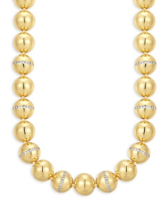 Luv Aj Oversized Pave Ball Chain Necklace in 14K Gold Plated, 12