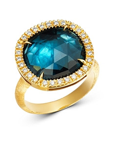 Marco Bicego 18K Yellow Gold Jaipur Sunset London Blue Topaz & Diamond Ring