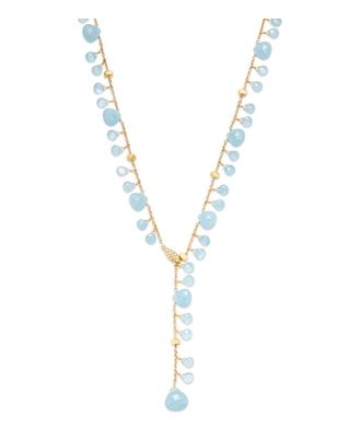 Marco Bicego 18K Yellow Gold Paradise Aquamarine & Diamond Dangle Lariat Necklace, 17.25 - 100% Exclusive