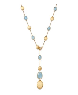 Marco Bicego 18K Yellow Gold Siviglia Aquamarine & Diamond Lariat Necklace, 16.5-18L