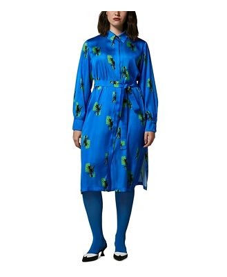 Marina Rinaldi Floral Graphic Satin Shirt Dress