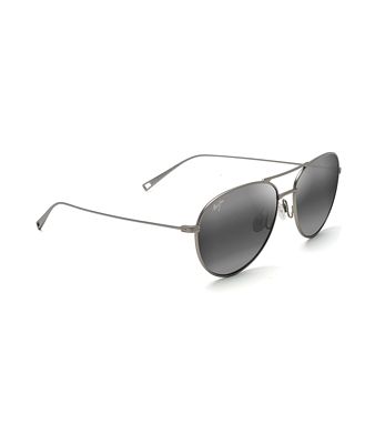 Maui Jim Walaka Silver Aviator Polarized Sunglasses, 57mm