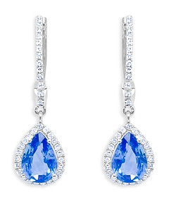 Meira T 14K White Gold Blue Sapphire & Diamond Huggie Hoop Earrings