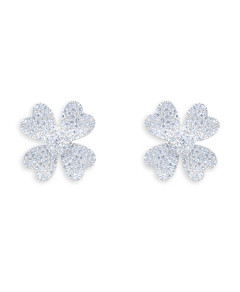Meira T 14K White Gold Diamond Pave Flower Stud Earrings
