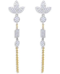 Meira T 14K White & Yellow Gold Diamond Pave Chain Drop Earrings