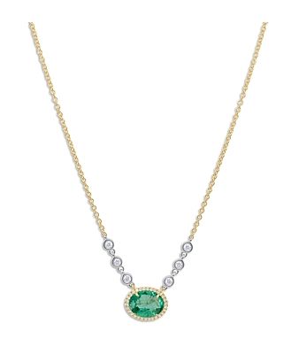 Meira T 14K White & Yellow Gold Emerald & Diamond Pendant Necklace, 18