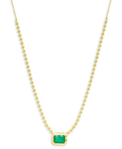 Meira T 14K Yellow Gold Ball Chain Emerald Solitaire Necklace, 18