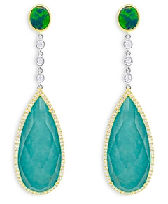Meira T 14K Yellow Gold Turquoise, Opal & Diamond Drop Earrings