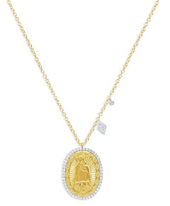 Meira T 14K Yellow & White Gold Diamond Saint Guadalupe Pendant Necklace, 18