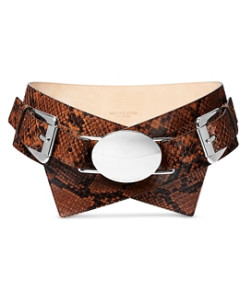 Michael Kors Collection Double Buckle Embossed Leather Hip Belt