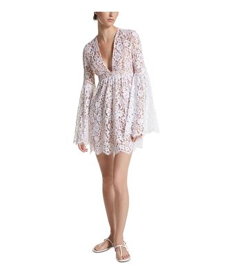 Michael Kors Collection Lace Bell Sleeve Mini Dress