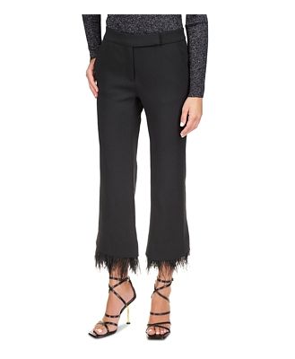 Michael Kors Feather Trim Cropped Flare Pants