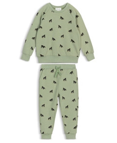 Miles The Label Boys' Cotton Blend Gorilla Print Sweatshirt & Joggers Set - Baby