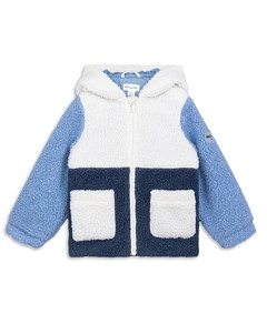 Miles The Label Boys' Hooded Color Blocked Faux Sherpa Jacket - Big Kid