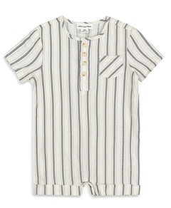 Miles the Label Boys' Striped Henley Romper - Baby