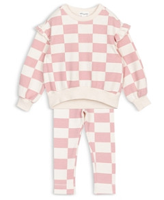 Miles The Label Girls' Checkerboard Print Sweatshirt & Leggings Set - Baby